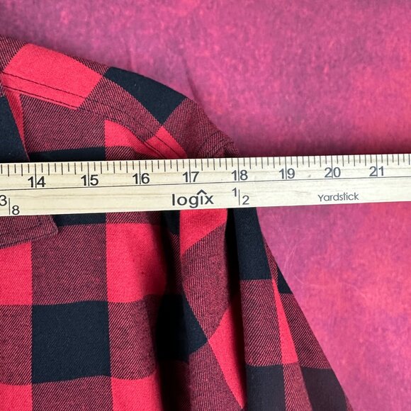 DESIGN IN ITALY FLANNEL MEN'S RED & BLACK BUTTON-UP BUFFLO PLAID SHIRT, SIZE XL - Picture 6 of 11